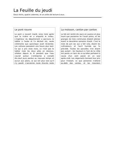 Première page de Un récit qui se poursuit plus loin
