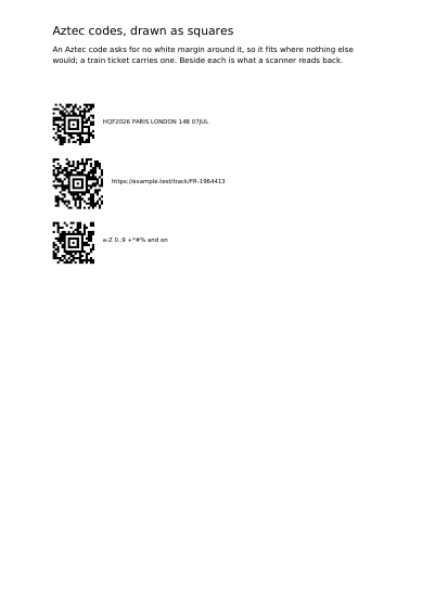 Aztec codes, first page