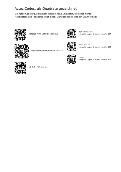 Aztec-Codes, erste Seite