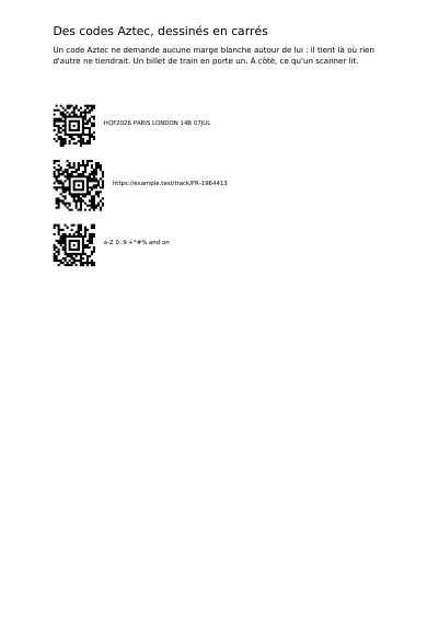 Codes Aztec, première page
