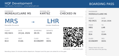 A boarding pass, first page