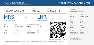 Une carte d'embarquement, première page