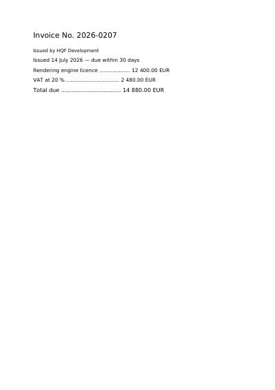 An invoice that asks before it claims, first page