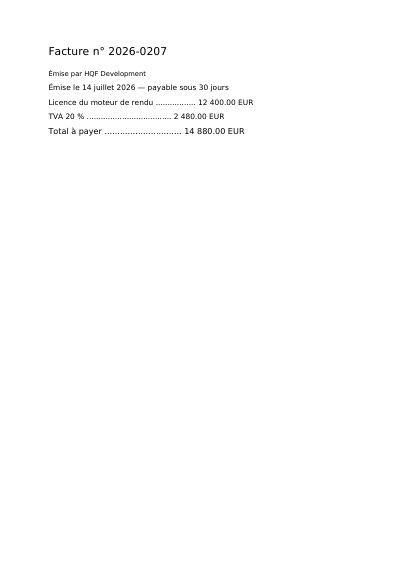 Une facture qui demande avant de revendiquer, première page