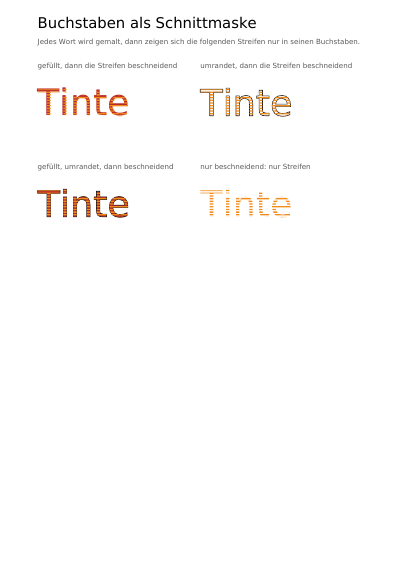 Buchstaben, die das Folgende beschneiden, erste Seite