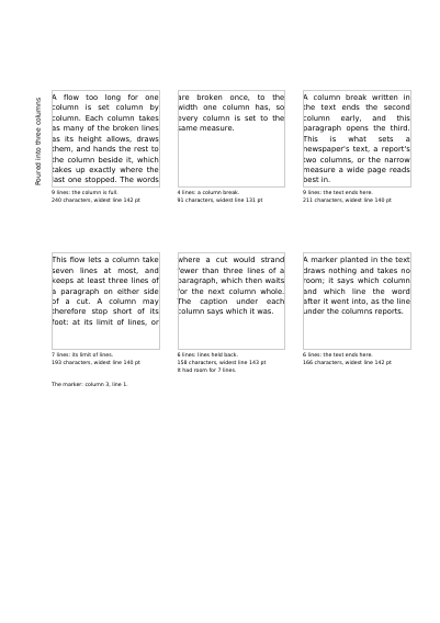 Text Poured into Columns, first page