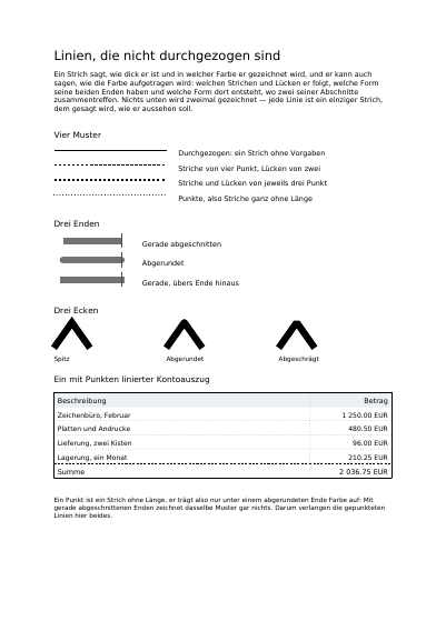 Gestrichelte und gepunktete Linien, erste Seite