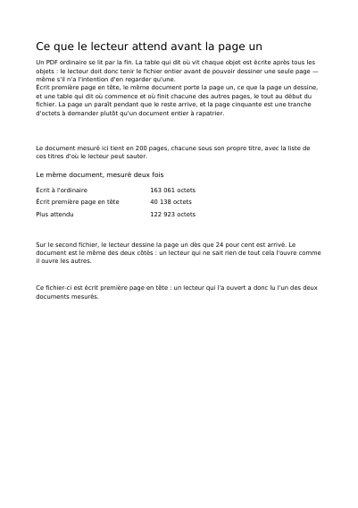 Première page de Montrer la page un sans attendre le reste