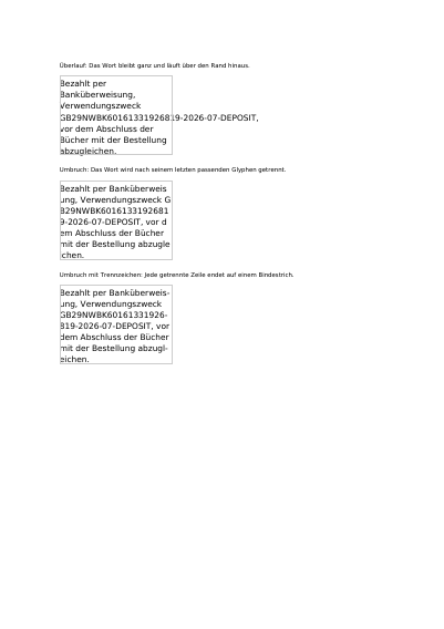 Ein überlanges Wort umbrechen, erste Seite