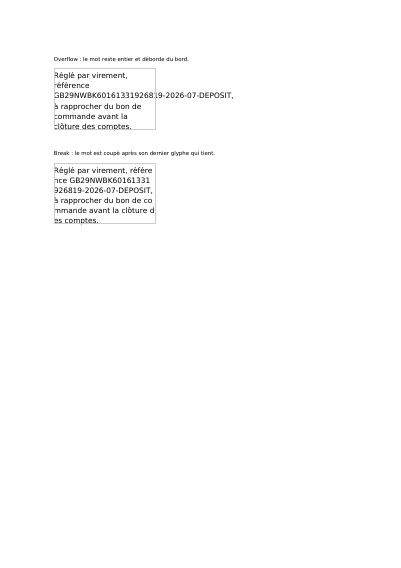 Couper un mot trop long, première page