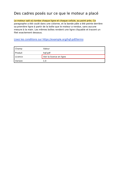 Liens et marques sur un texte déjà composé, première page