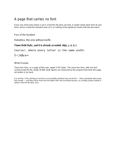 First page of A page that carries no font