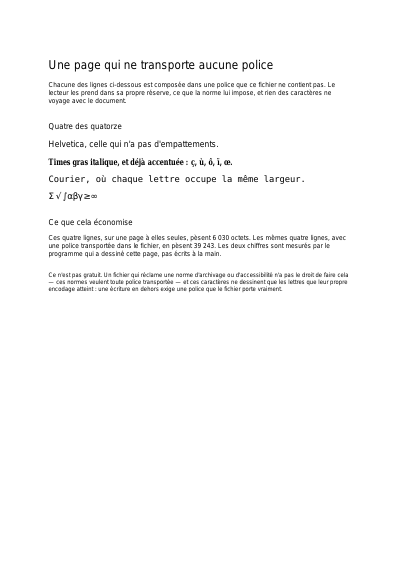 Première page de Une page qui ne transporte aucune police