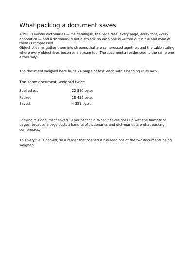 Making the file smaller, first page