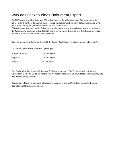 Die Datei verkleinern, erste Seite