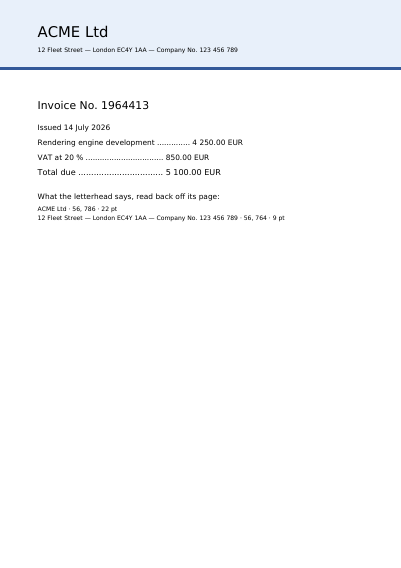An Invoice Laid on a Letterhead Template, first page