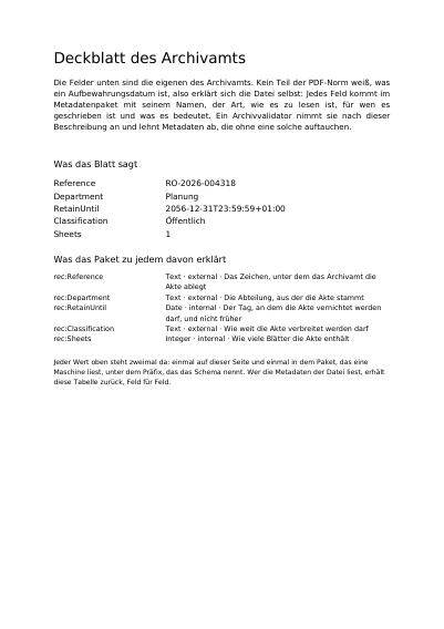 Eine Datei, die ihre eigenen Einträge erklärt, erste Seite