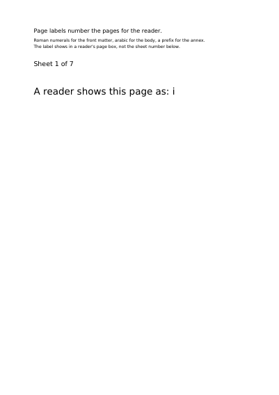 First page of Custom page labels