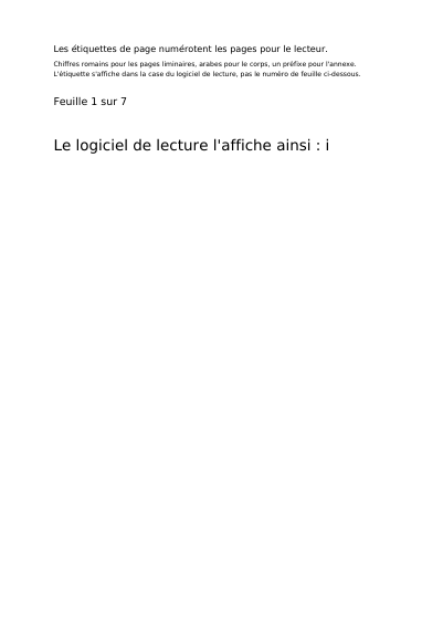 Étiquettes de page personnalisées, première page