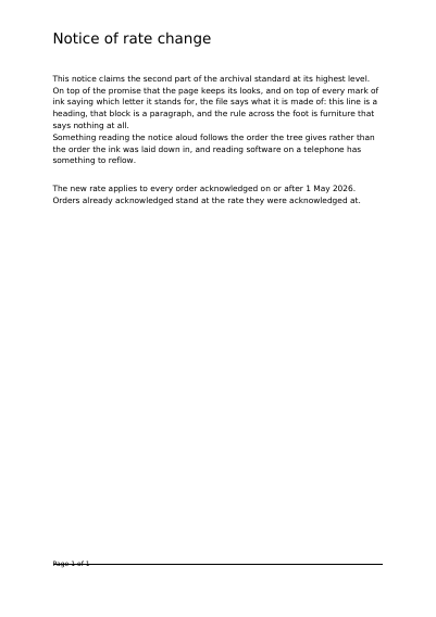 A Tagged PDF/A-2a Notice of Rate Change, first page