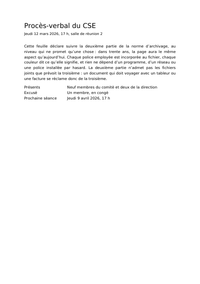Procès-verbal en PDF/A-2b conservé trente ans, première page