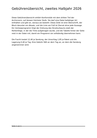 Ein getaggtes Preisverzeichnis in PDF/A-3a, erste Seite