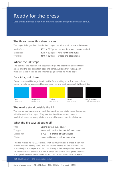 A sheet prepared for the printing works, first page