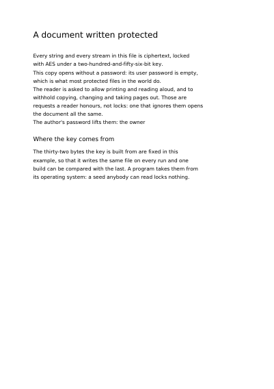 First page of A document locked with a password