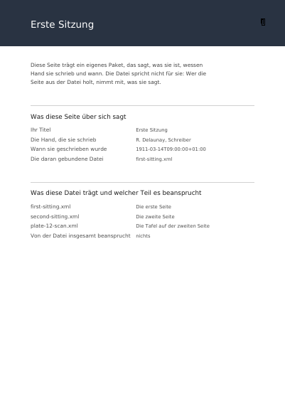 Ein Register, dessen Seiten sagen, woher sie stammen, erste Seite
