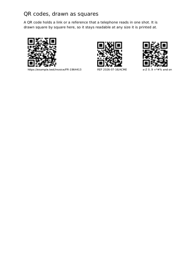 QR codes, first page