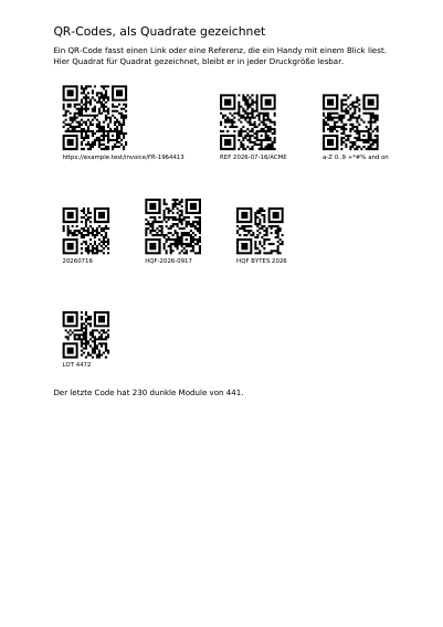 QR-Codes, erste Seite