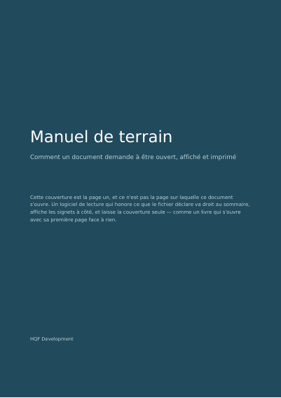 Un manuel qui dit comment il veut être lu, première page