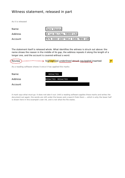 A Statement with a Part Hidden Before It Is Released, first page