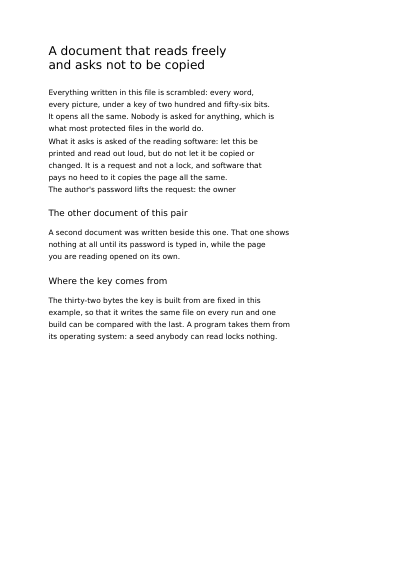 First page of A document that reads freely and asks not to be copied