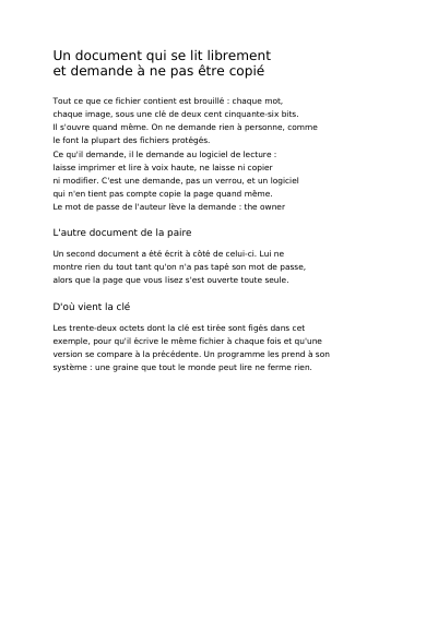 Première page de Un document qui se lit librement et demande à ne pas être copié