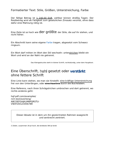 Den Stil mitten im Absatz ändern, erste Seite