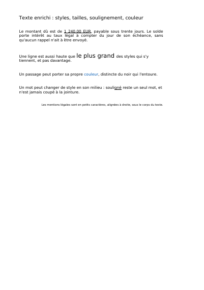 Changer de style au milieu d'un paragraphe, première page