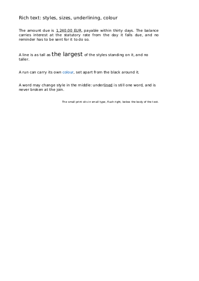 First page of Styled runs inside a paragraph