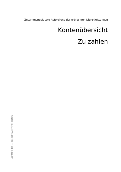 Verkleinerte Überschriften und eine gedrehte Beschriftung, erste Seite