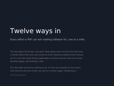 A slideshow that runs itself, first page