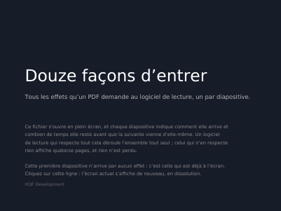Un diaporama qui se déroule tout seul, première page