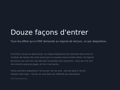 Un diaporama qui se déroule tout seul, première page