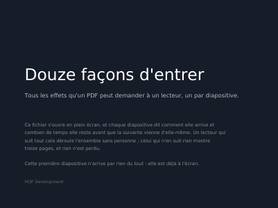 Première page de Un diaporama qui se déroule tout seul