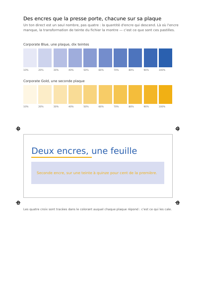 Des encres sur leur propre plaque, première page