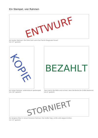 An ein Rechteck angepasste Stempel, erste Seite