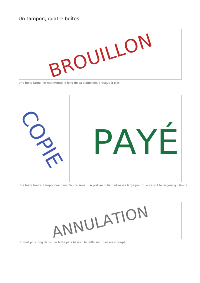 Cachets ajustés à un rectangle, première page