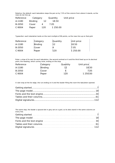 Tabs and Tab Stops, first page