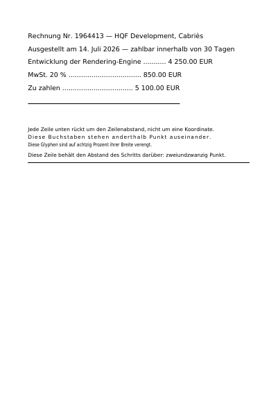 In die Datei eingebettete Schriften, erste Seite