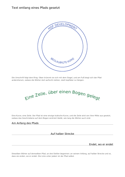 Wörter, die einer Kurve folgen, erste Seite