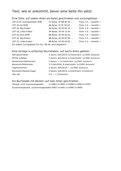 Text aus jeder Kodierung gelesen, erste Seite